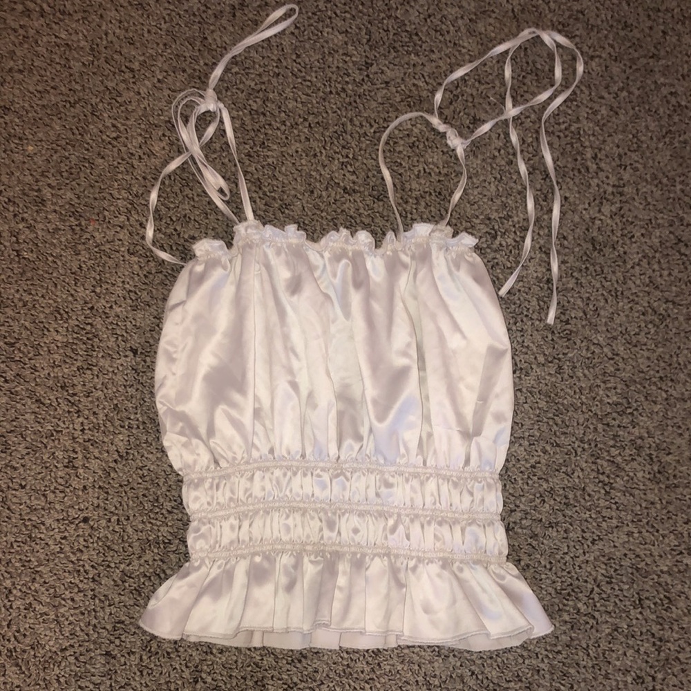 ZARA satin white top